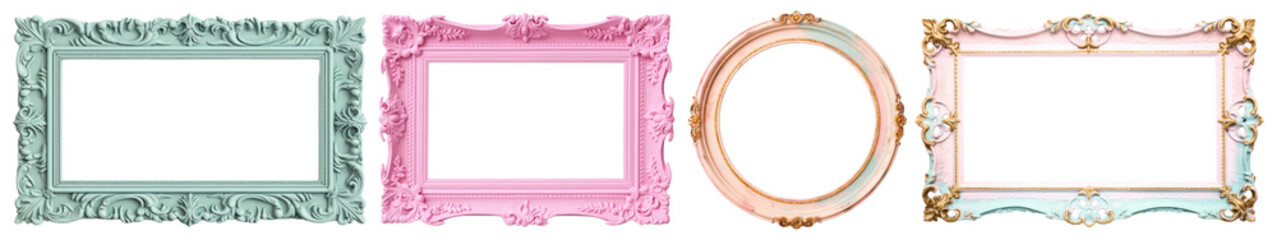 pastel vintage frame png cut out element set