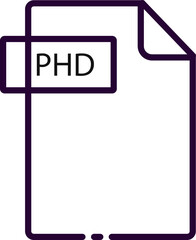 PHD File format minimal icon with black outline