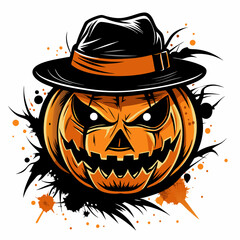 halloween pumpkin with hat ,halloween, pumpkin,