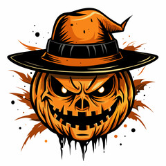 halloween pumpkin with hat ,halloween, pumpkin,