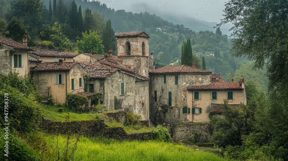 Wall mural Fagagna: fortified village of old