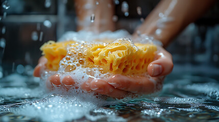 Fototapeta premium person washing hands