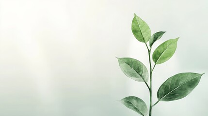 Tender plant in sunlight, organic farming, empty background, watercolor style