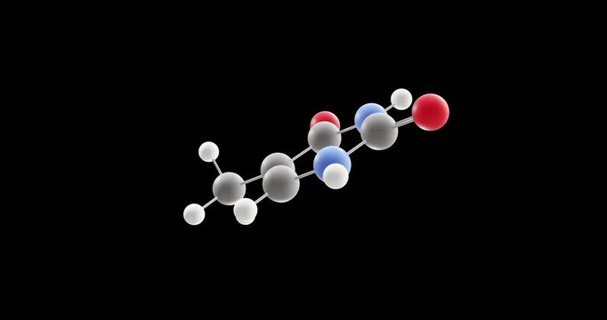 Thymine molecule, rotating 3D model of nucleobases, looped video on a black background