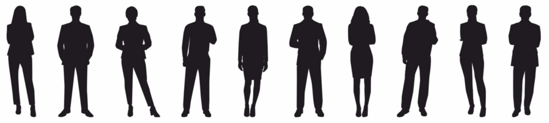business people standing in group of silhouette. 