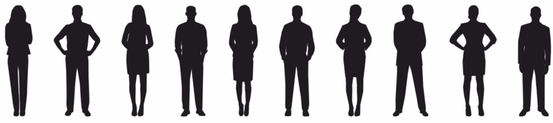 business people standing in group of silhouette. 