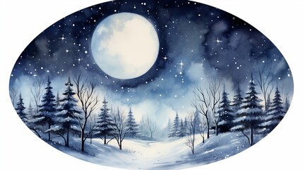 Fototapeta premium Merry Christmas Festival Watercolor Generative AI