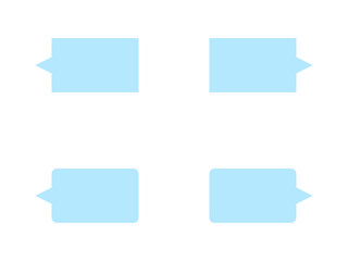 ミニマルな長方形吹き出しセットB：カクカク横付き水色