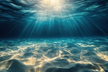Naklejka premium Sun Rays Shining Through Underwater Ripples