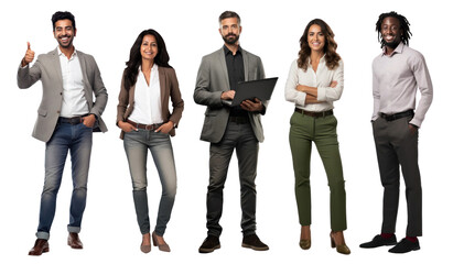 Obraz premium Diverse business people full body png cut out element set