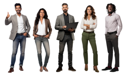 Diverse business people full body png cut out element set