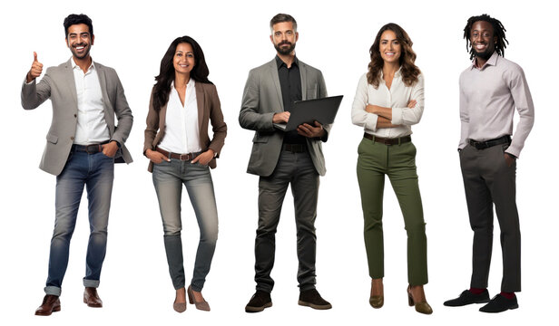 Diverse business people full body png cut out element set
