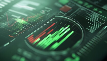 Green and Red Data Graphs on a Digital Display