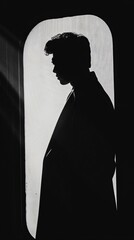 Silhouette of a Man in Thoughtful Contemplation