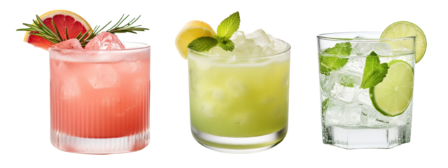 Cocktail drink png cut out element set