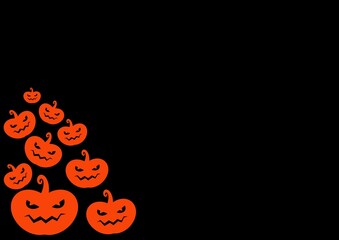 Pumpkin postcard. Halloween orange and black pattern. Halloween pumpkin pattern. Autumn mood. terribly. Boo