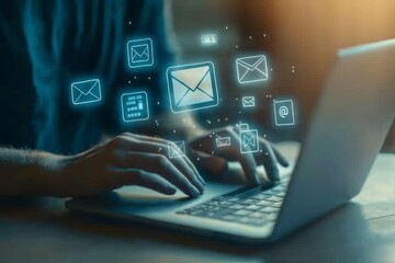 Business people use a chatbot technology for online customer service. The virtual assistant and CRM software on the internet are used for automated customer service.