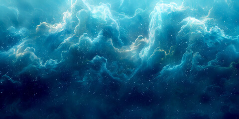 Creative Cloud Painterly Abstract Aesthetic Brush Grunge Background With Bold Brushstrokes, Vintage Texture, and Color Splash, Smokes Border in Blue, White Bokeh. HD Wallpaper and Banner Design.