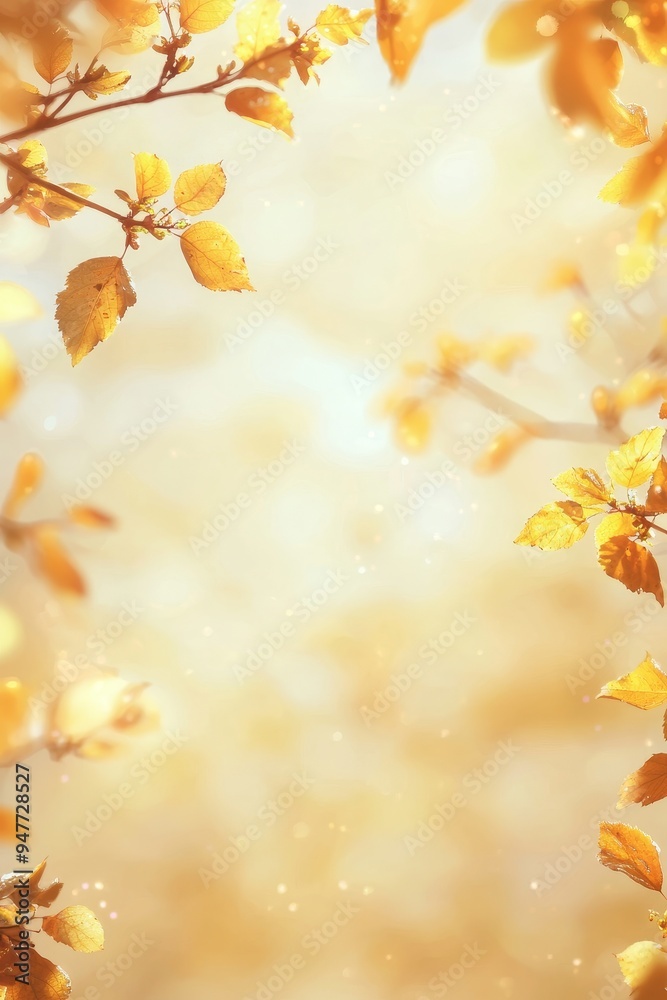 Poster An abstract nature background with lots of bokeh, a bright spotlight in the center, and a subtle vignette border that is a result of .