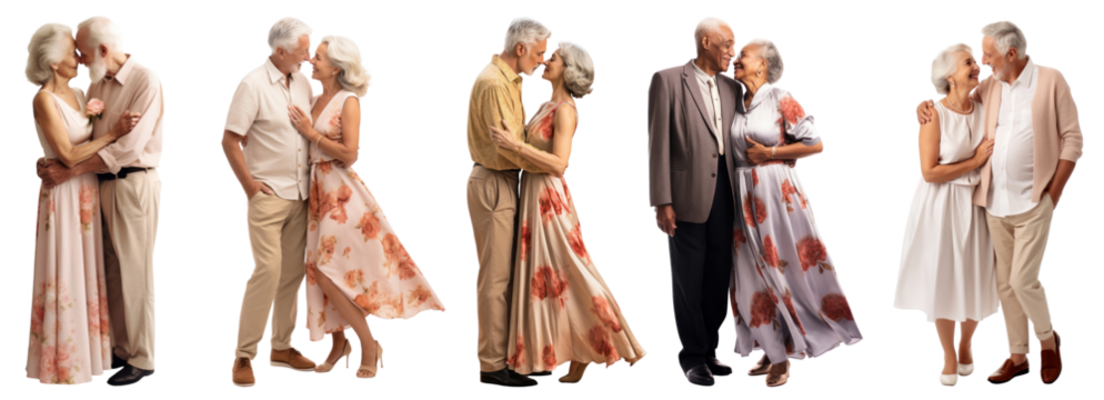 Diverse senior couple png cut out element set - Powered by Adobe