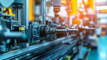 Fototapeta premium Machines on a factory floor for business and industrial concept background: Stock