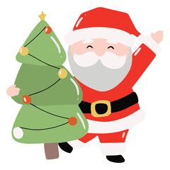 funny cartoon santa claus on cristmas celebration. santa claus character