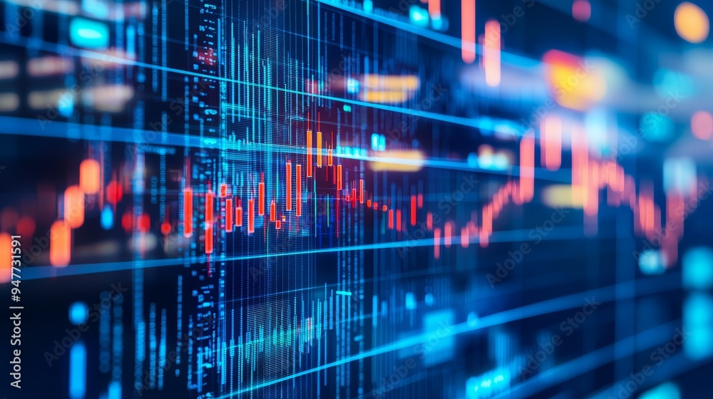 Poster graph chart of rate exchange trader economic growth equity index fund concept online buy and sell st