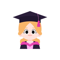 Kawaii Cute Graduation Portrait Woman Wear Pink Aprons