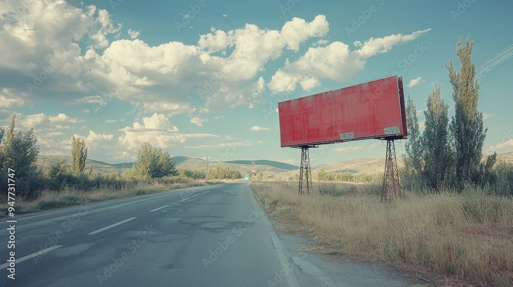 Poster an empty billboard mockup for advertising on the highway is available here: stock