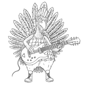recommend clip art: Turkey Guitarist Line Art 1