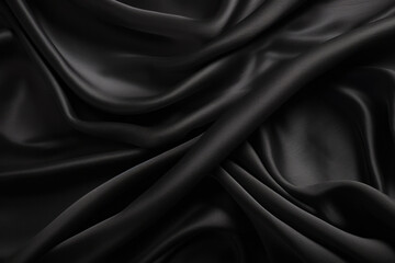 Obraz premium Processed collage of smooth elegant wavy deep black silk cloth fabric material texture. Background