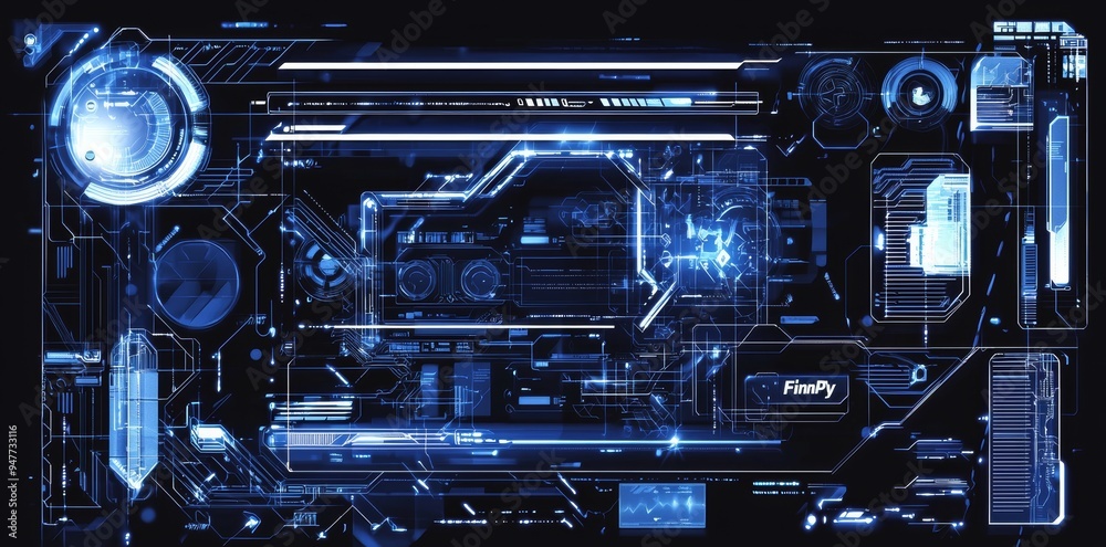 Poster HUD set frames. Modern user interface elements. HUD control panel. Set of screens for video games. Holographic frames with HUD elements. Modern elements.