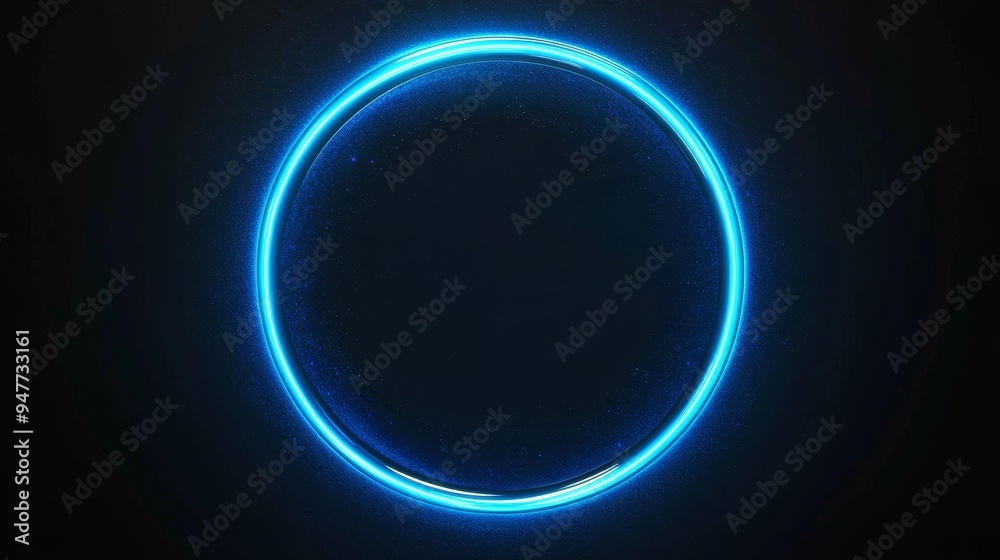 Poster a blue round hologram emitting light waves. a futuristic sci-fi interface. glow portal. tech backgro