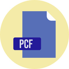 PCF File format icon rounded circle BG