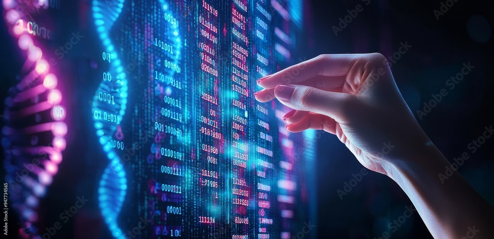 Poster Data science and big data technology. Visualizing complex data sets on touchscreens. Data mining.