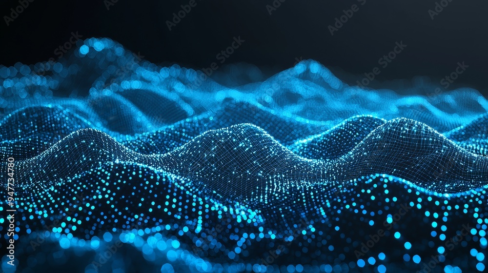 Poster Background with a network grid and particles connected. Stock image AIG21.