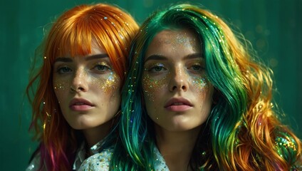 Obraz premium woman with green hair