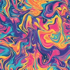 Seamless pattern of fluid, psychedelic swirls with a cosmic vibe