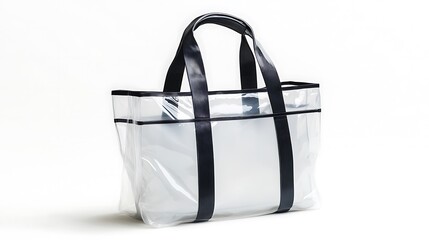 Modern Transparent PVC Beach Bag on White Background - Contemporary Design for Summer Fun