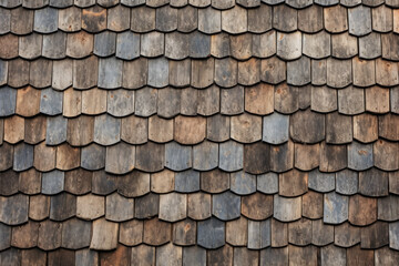 Processed collage of rustic barn roof shingles surface texture. Background for banner, backdrop