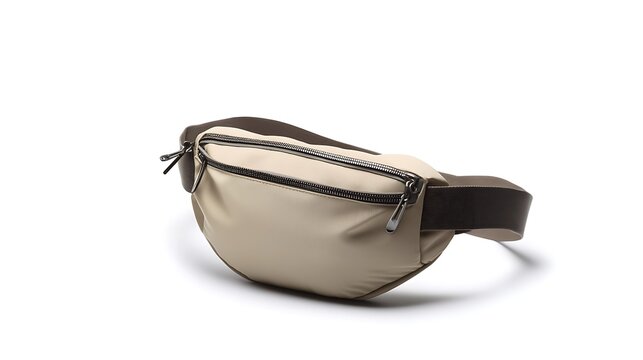 Stylish White Fashion Fanny Pack on Isolated Background - Trendy Design Accessory for Travel and Everyday Use