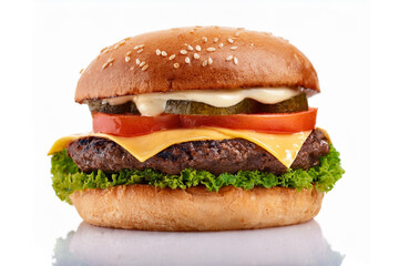 Isolated Delicious Burger Before White Background