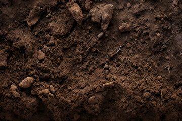 Processed collage of underground brown soil layer material texture. Background for banner