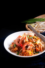 Food concept Authentic thai street food Pad Thai, Thai noodle stir fry