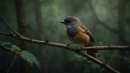 Fototapeta premium Bird, STRESEMANN'S BRISTLEFRONT in their environment
