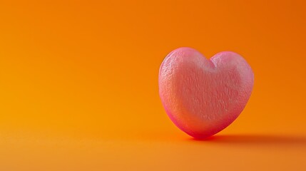 An object with a pink heart shape on an orange background