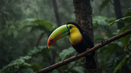 Fototapeta premium Bird, Keel-billed Toucan in their habitat