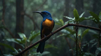 Bird, Blue Bird-of-Paradise in their habitat