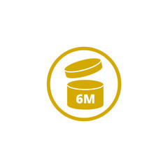 6m PAO icon. Period after opening sign icon isolated on transparent background
