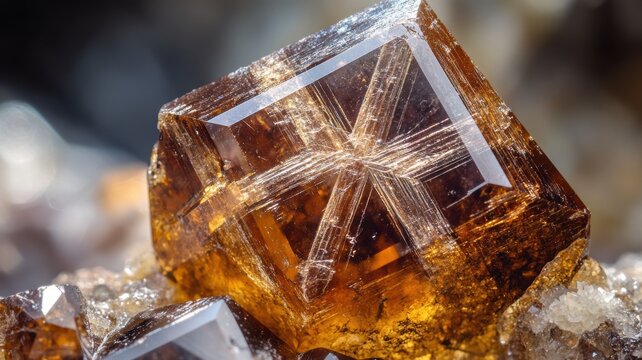 Close-up of an andalusite crystal showcasing natural color gradients.